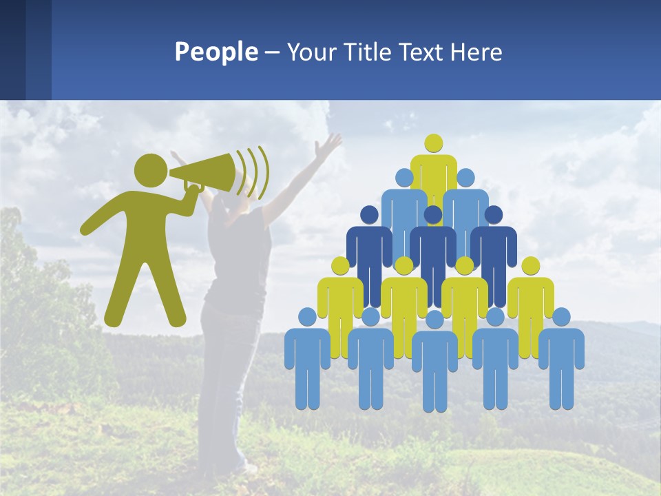 A Woman Standing On Top Of A Hill With Her Arms Outstretched PowerPoint Template