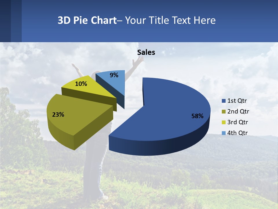 A Woman Standing On Top Of A Hill With Her Arms Outstretched PowerPoint Template