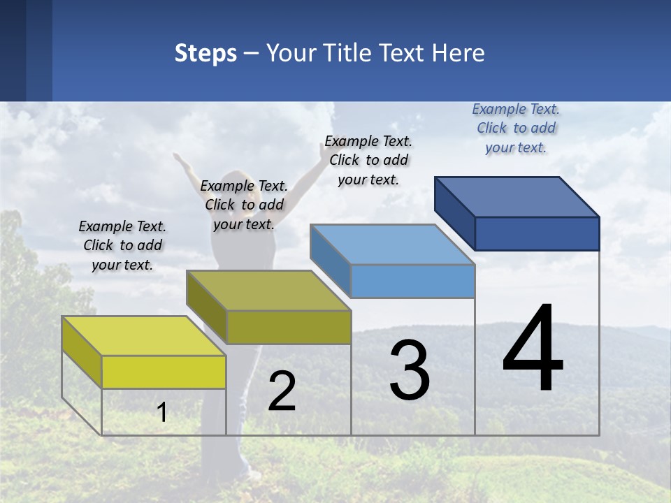A Woman Standing On Top Of A Hill With Her Arms Outstretched PowerPoint Template
