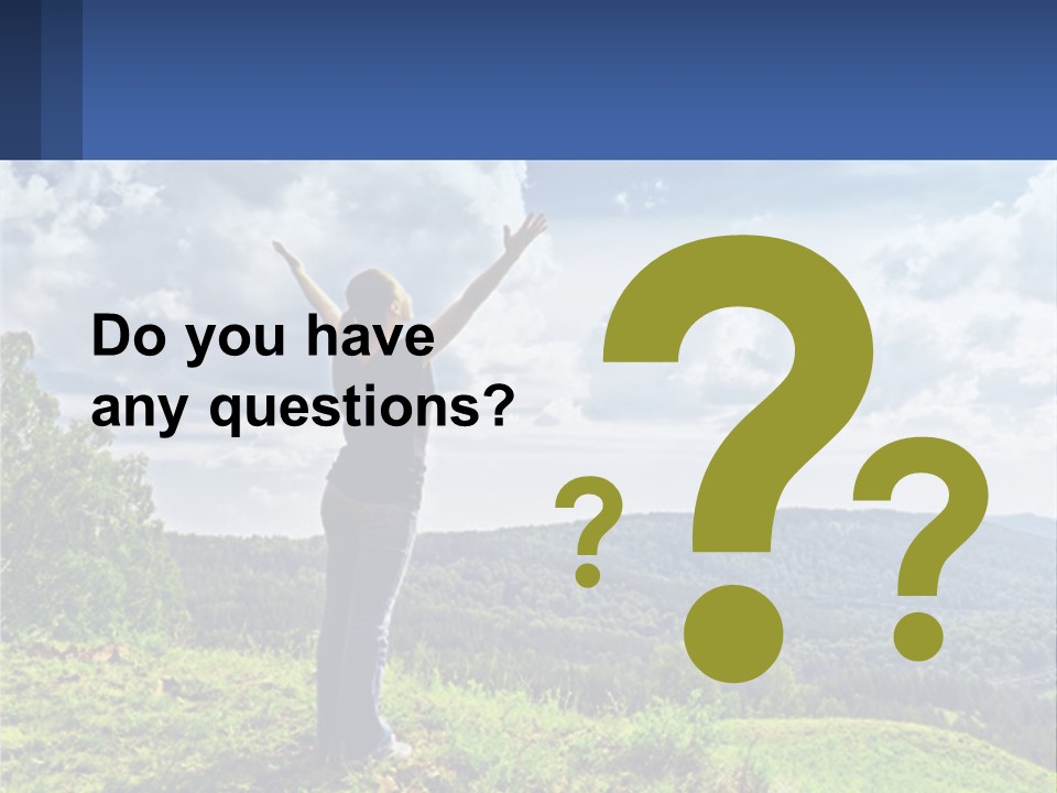 A Woman Standing On Top Of A Hill With Her Arms Outstretched PowerPoint Template