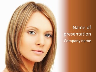 A Beautiful Blond Woman With Blue Eyes Powerpoint Template PowerPoint Template