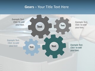 A Person Is Pressing A Button On A Printer PowerPoint Template