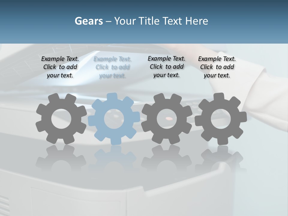 A Person Is Pressing A Button On A Printer PowerPoint Template