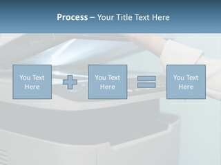 A Person Is Pressing A Button On A Printer PowerPoint Template