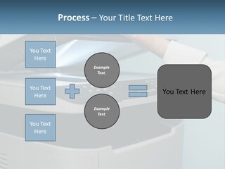 A Person Is Pressing A Button On A Printer PowerPoint Template