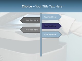 A Person Is Pressing A Button On A Printer PowerPoint Template
