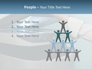 A Person Is Pressing A Button On A Printer PowerPoint Template