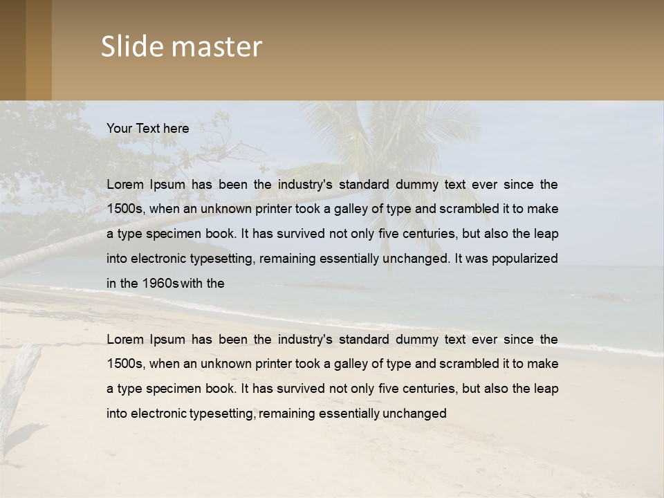 A Palm Tree On A Beach With The Ocean In The Background PowerPoint Template