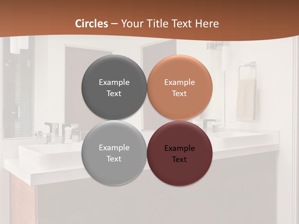 A Bathroom With Two Sinks And A Large Mirror PowerPoint Template