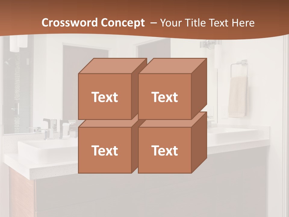 A Bathroom With Two Sinks And A Large Mirror PowerPoint Template