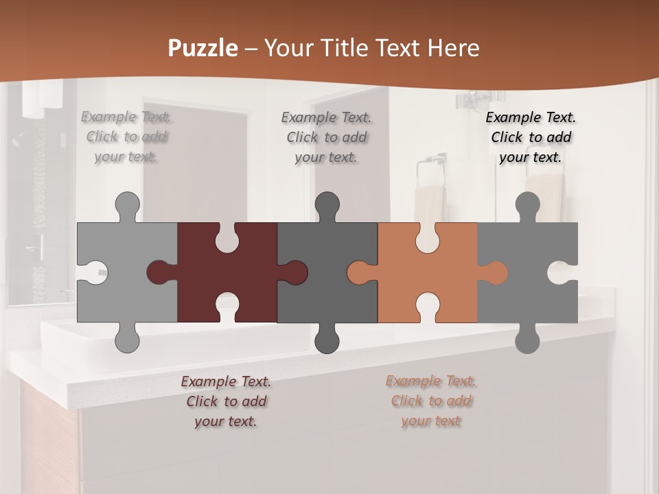 A Bathroom With Two Sinks And A Large Mirror PowerPoint Template