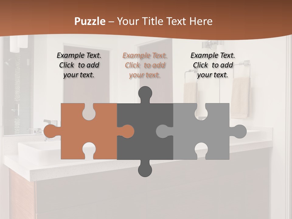 A Bathroom With Two Sinks And A Large Mirror PowerPoint Template