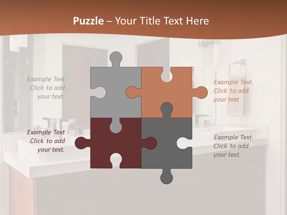 A Bathroom With Two Sinks And A Large Mirror PowerPoint Template