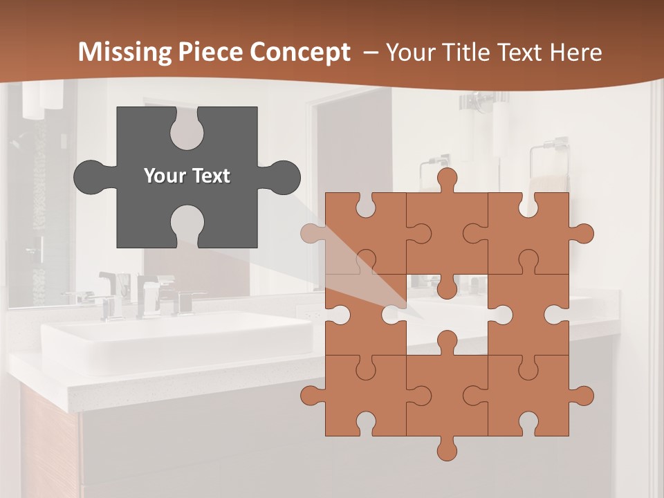 A Bathroom With Two Sinks And A Large Mirror PowerPoint Template