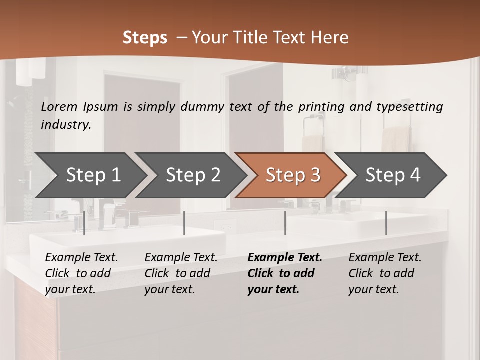 A Bathroom With Two Sinks And A Large Mirror PowerPoint Template