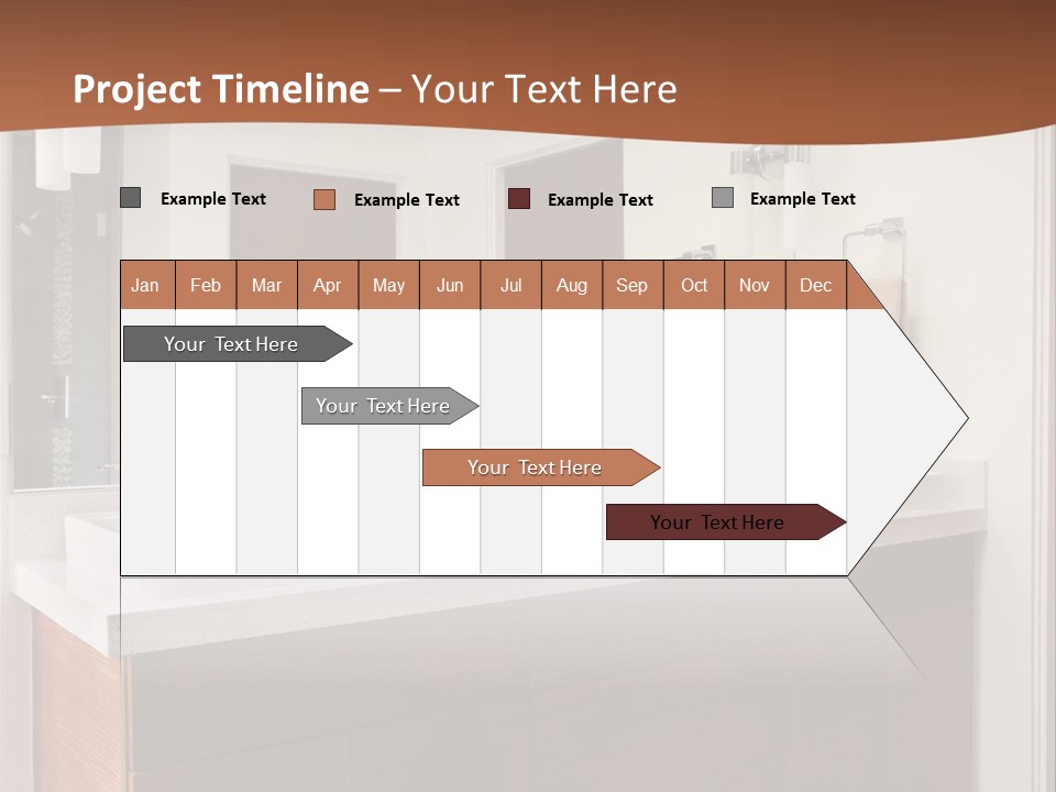 A Bathroom With Two Sinks And A Large Mirror PowerPoint Template