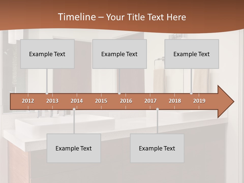 A Bathroom With Two Sinks And A Large Mirror PowerPoint Template