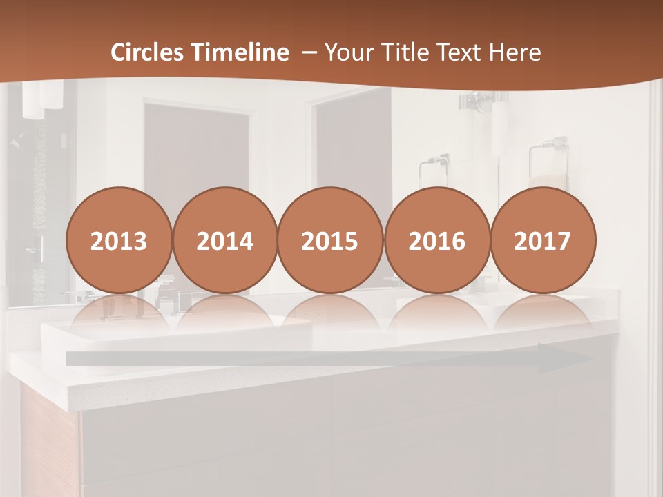 A Bathroom With Two Sinks And A Large Mirror PowerPoint Template