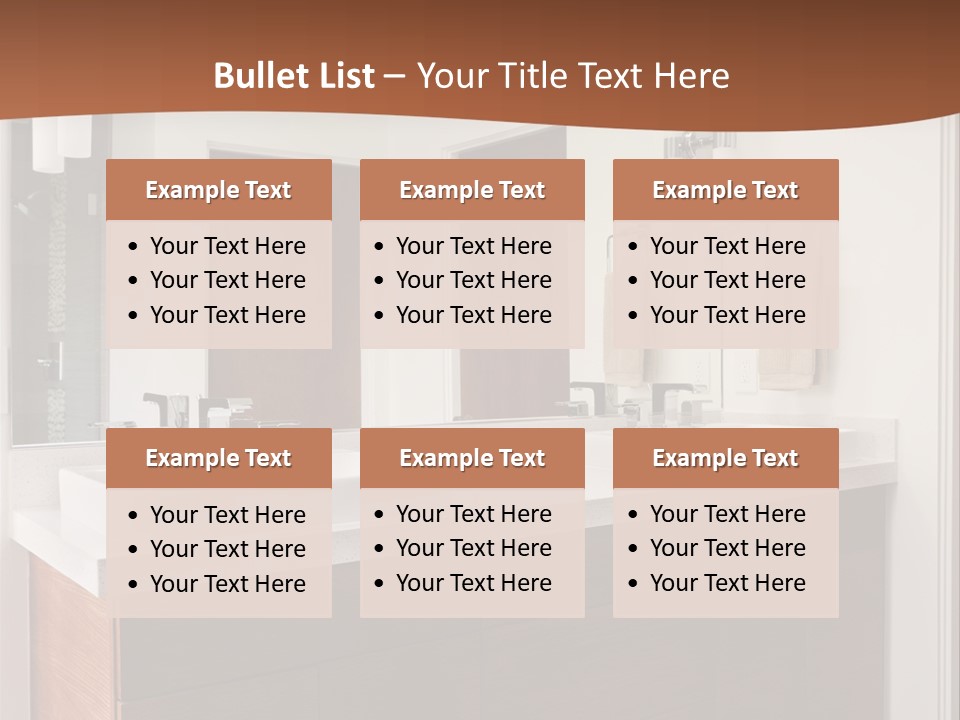 A Bathroom With Two Sinks And A Large Mirror PowerPoint Template