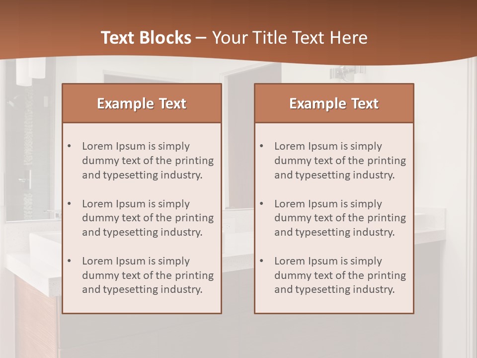 A Bathroom With Two Sinks And A Large Mirror PowerPoint Template