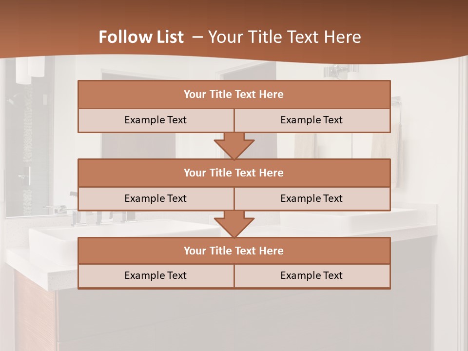 A Bathroom With Two Sinks And A Large Mirror PowerPoint Template