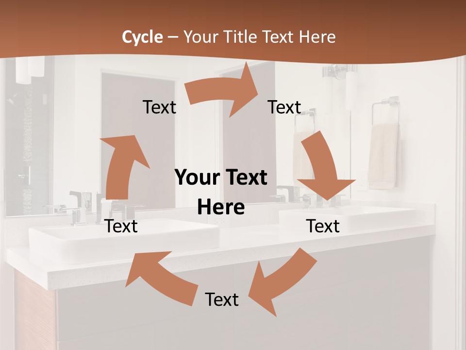 A Bathroom With Two Sinks And A Large Mirror PowerPoint Template