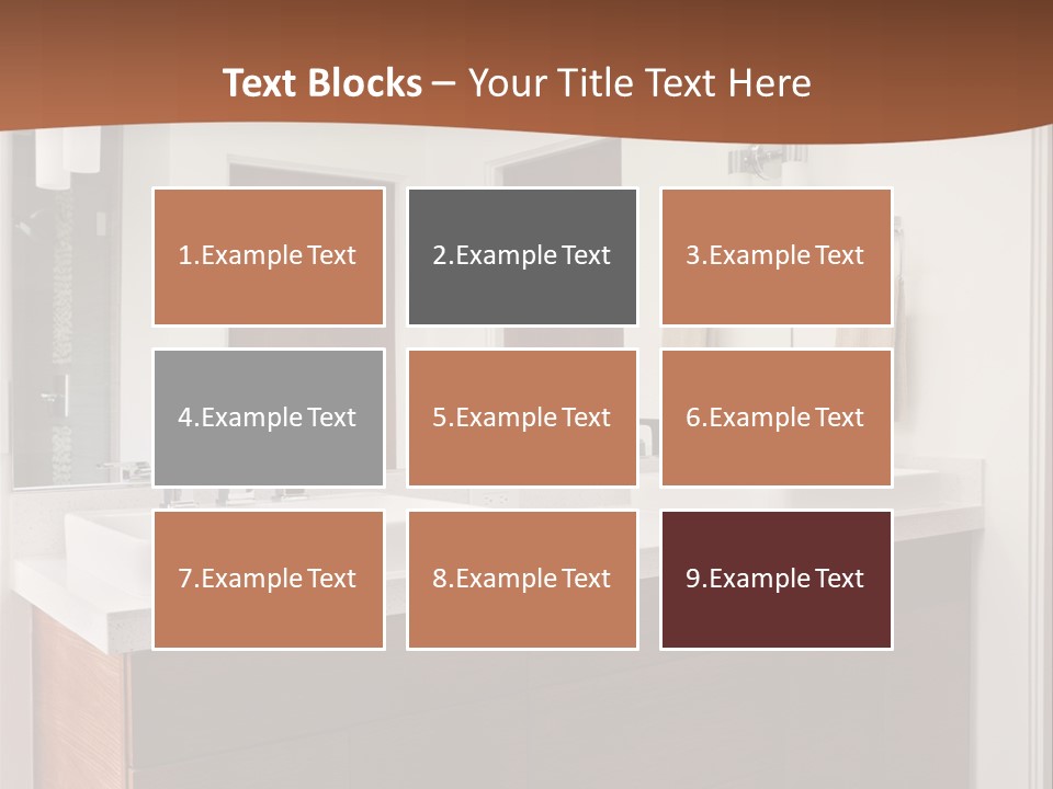 A Bathroom With Two Sinks And A Large Mirror PowerPoint Template