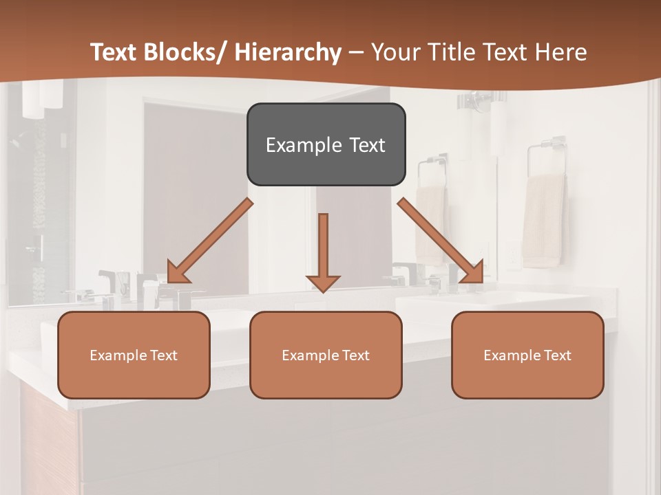 A Bathroom With Two Sinks And A Large Mirror PowerPoint Template