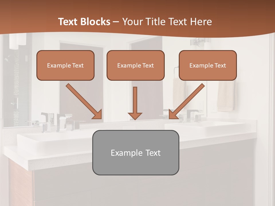 A Bathroom With Two Sinks And A Large Mirror PowerPoint Template