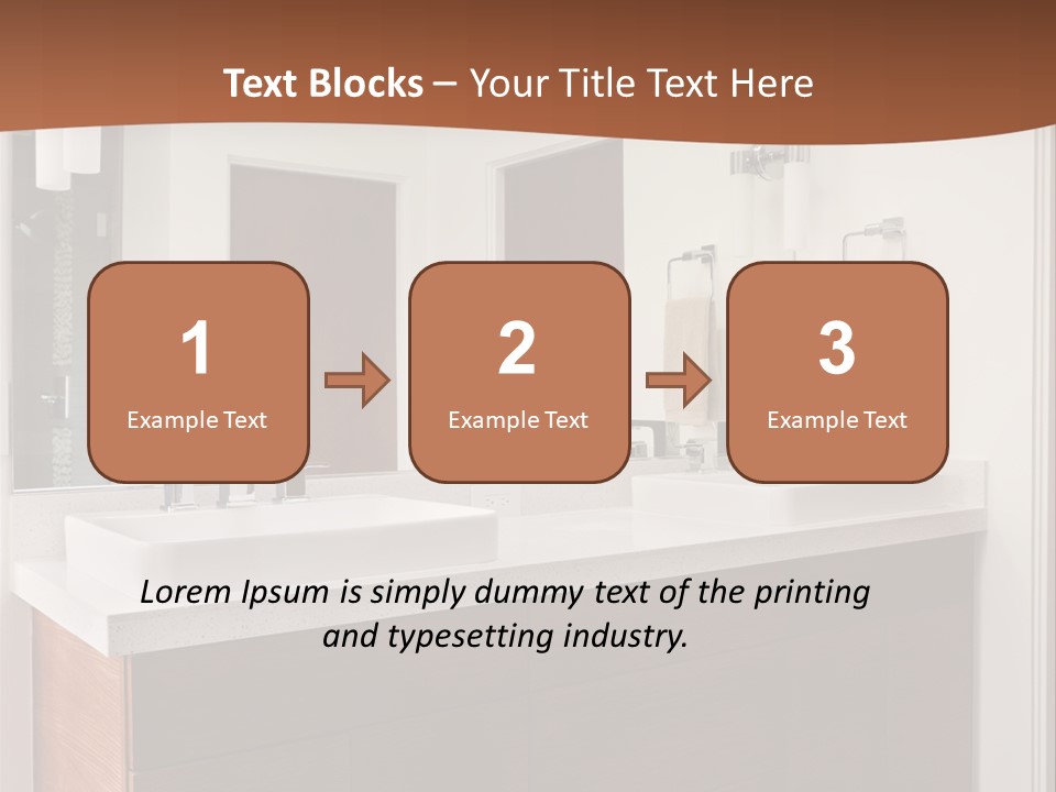 A Bathroom With Two Sinks And A Large Mirror PowerPoint Template
