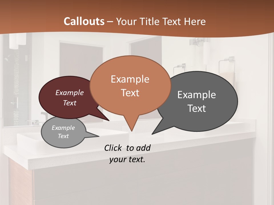A Bathroom With Two Sinks And A Large Mirror PowerPoint Template