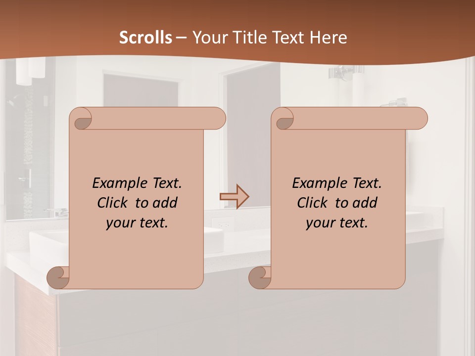 A Bathroom With Two Sinks And A Large Mirror PowerPoint Template