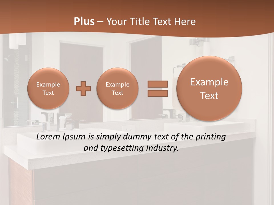 A Bathroom With Two Sinks And A Large Mirror PowerPoint Template