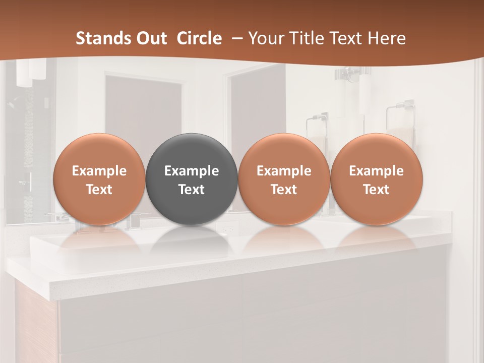 A Bathroom With Two Sinks And A Large Mirror PowerPoint Template