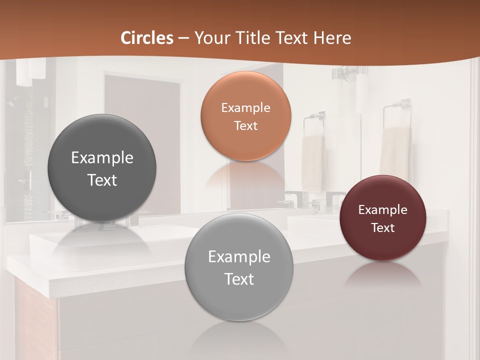 A Bathroom With Two Sinks And A Large Mirror PowerPoint Template