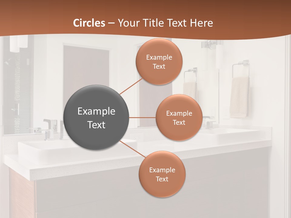 A Bathroom With Two Sinks And A Large Mirror PowerPoint Template