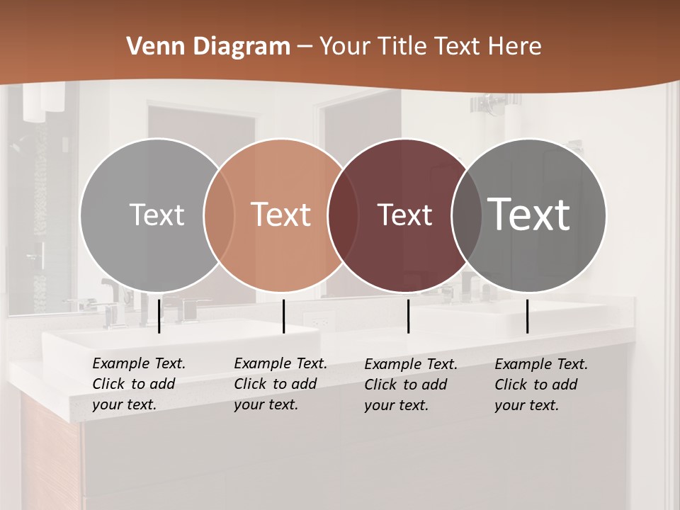 A Bathroom With Two Sinks And A Large Mirror PowerPoint Template