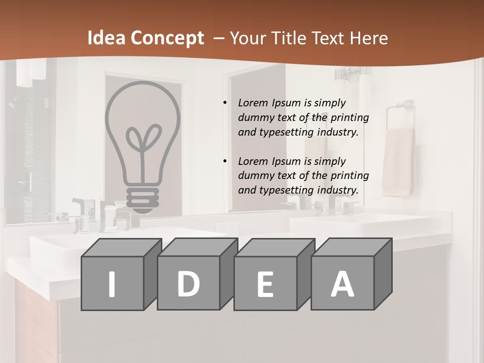 A Bathroom With Two Sinks And A Large Mirror PowerPoint Template