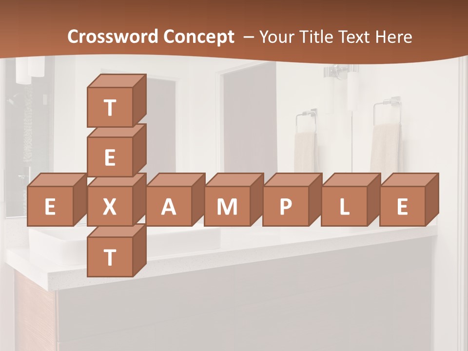 A Bathroom With Two Sinks And A Large Mirror PowerPoint Template