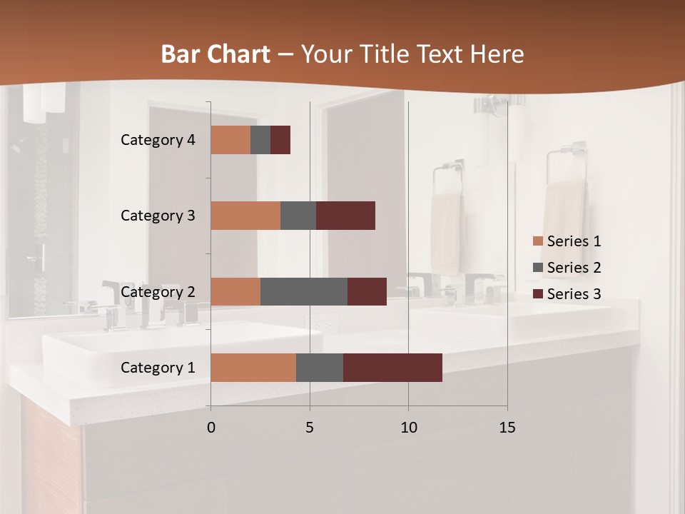 A Bathroom With Two Sinks And A Large Mirror PowerPoint Template