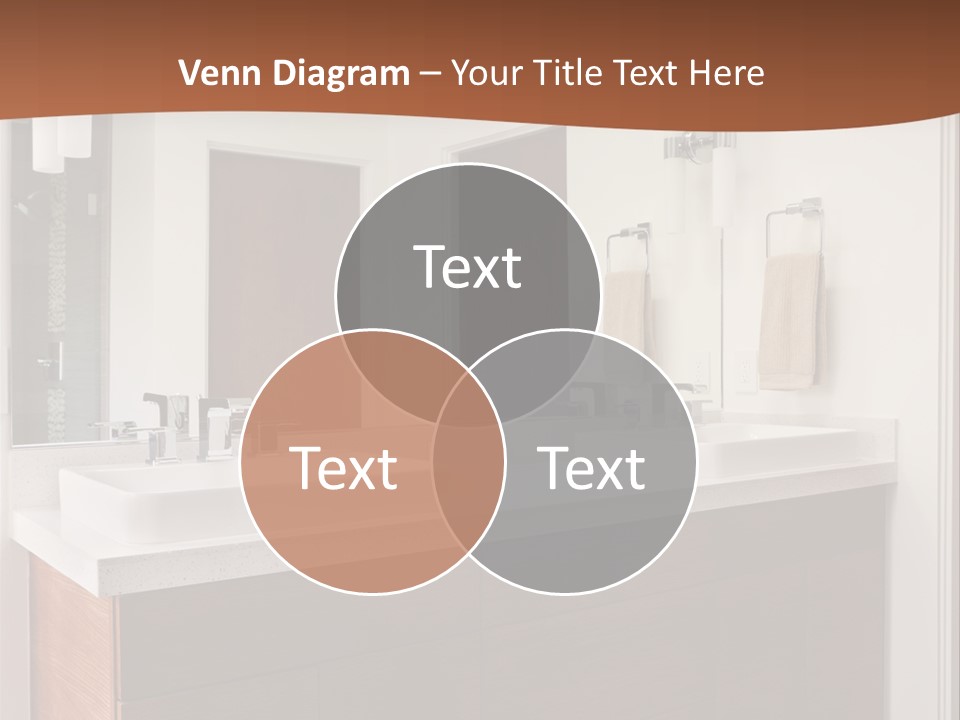A Bathroom With Two Sinks And A Large Mirror PowerPoint Template