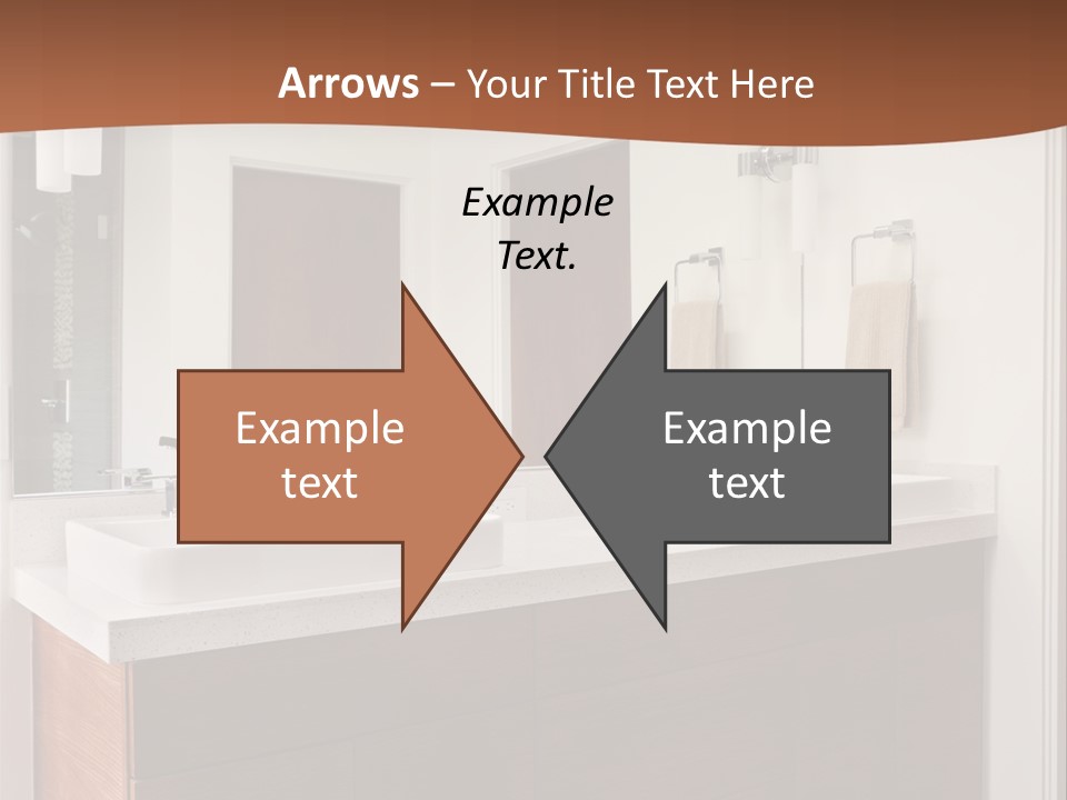 A Bathroom With Two Sinks And A Large Mirror PowerPoint Template