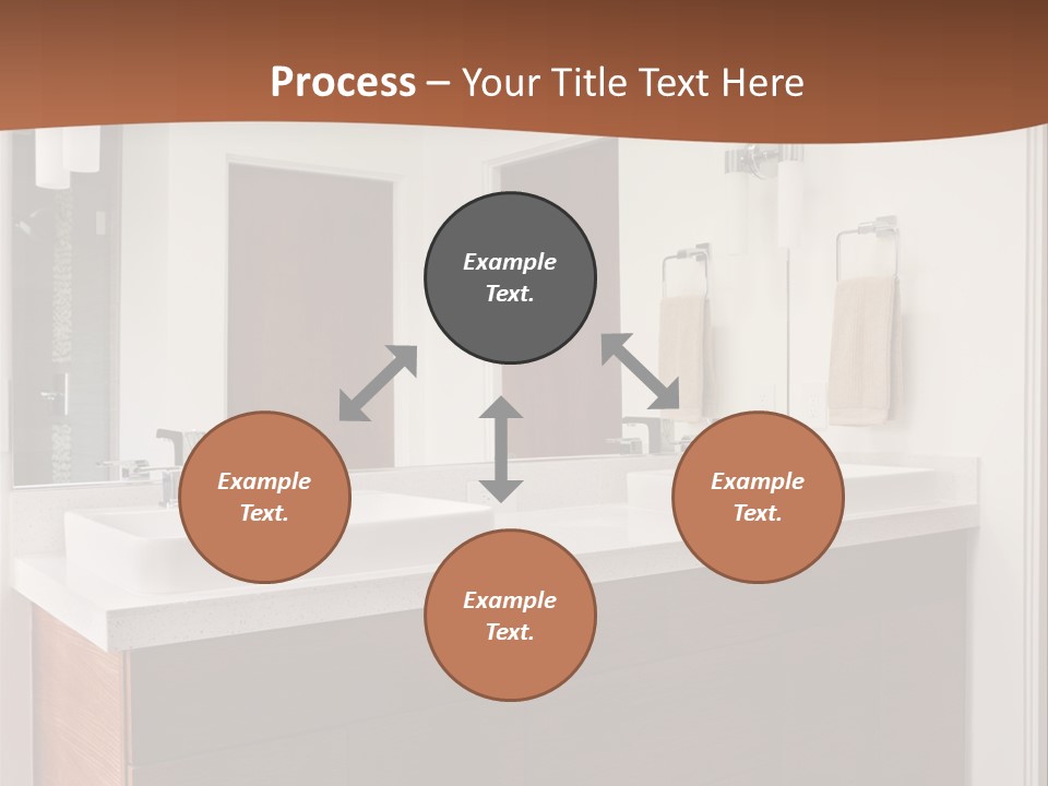 A Bathroom With Two Sinks And A Large Mirror PowerPoint Template