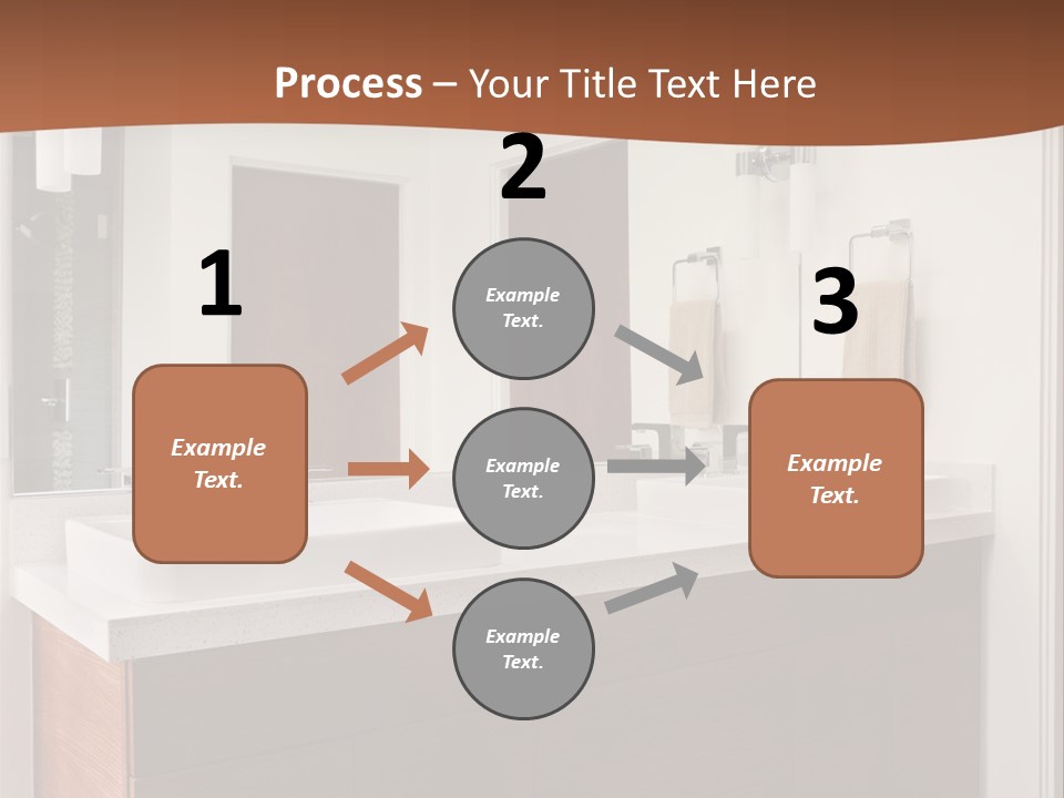 A Bathroom With Two Sinks And A Large Mirror PowerPoint Template