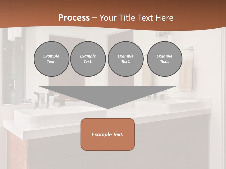 A Bathroom With Two Sinks And A Large Mirror PowerPoint Template