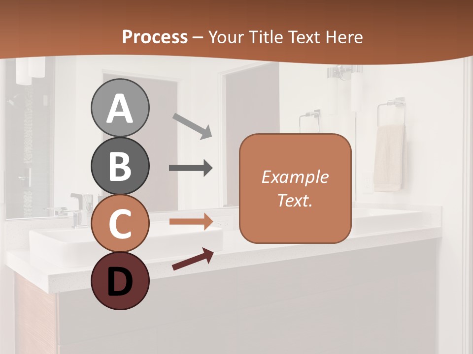 A Bathroom With Two Sinks And A Large Mirror PowerPoint Template