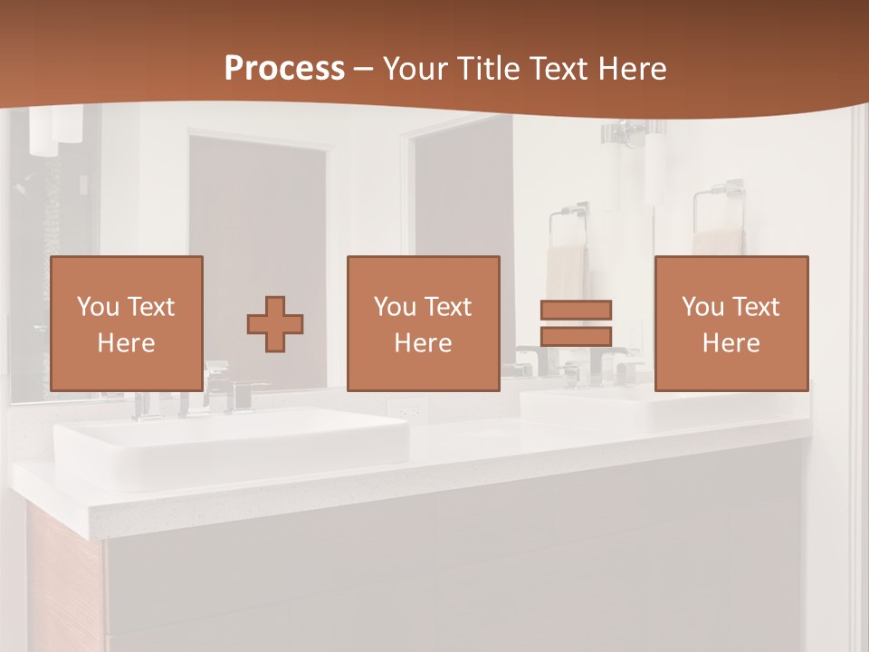 A Bathroom With Two Sinks And A Large Mirror PowerPoint Template