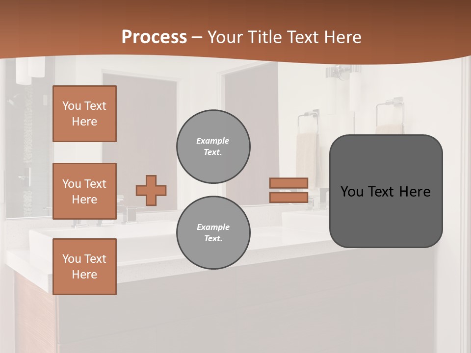 A Bathroom With Two Sinks And A Large Mirror PowerPoint Template