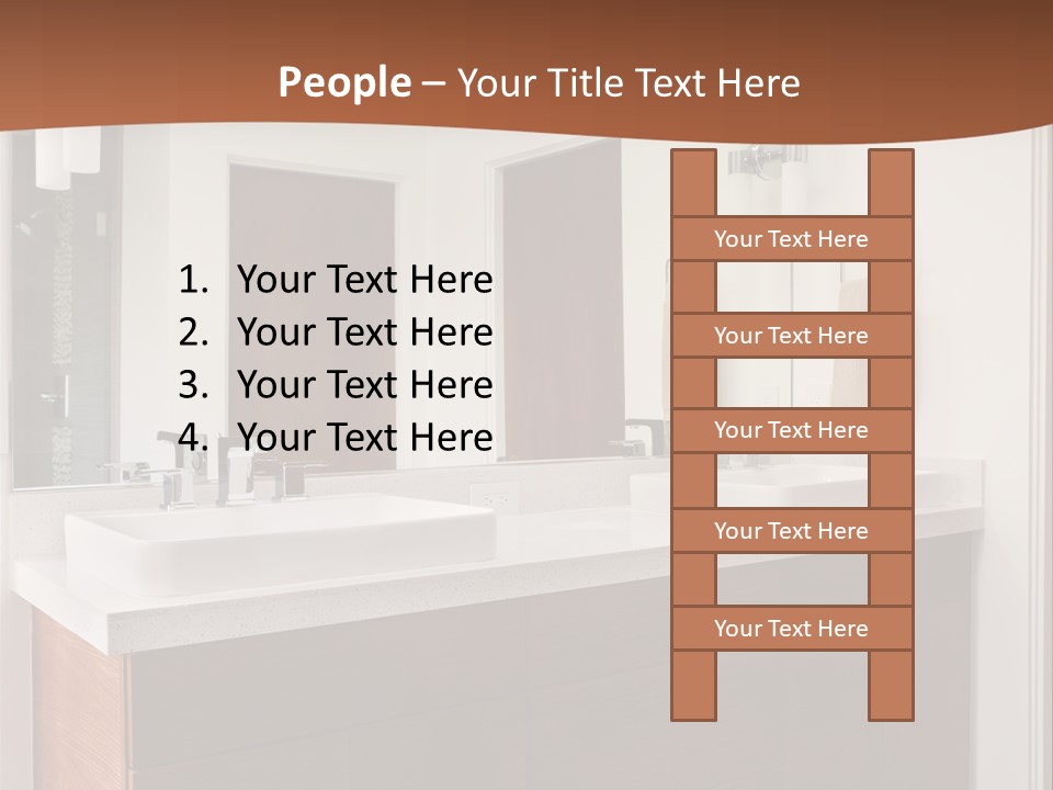 A Bathroom With Two Sinks And A Large Mirror PowerPoint Template