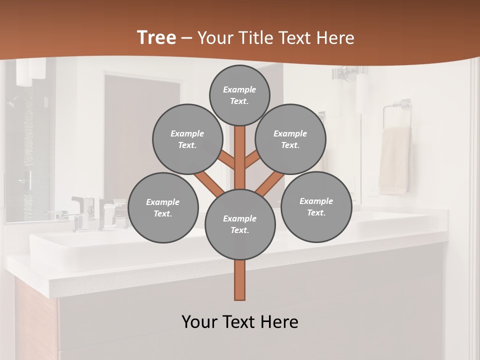 A Bathroom With Two Sinks And A Large Mirror PowerPoint Template
